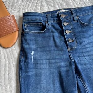 ✨Like New!😍LC Lauren Conrad Dark Blue High-Rise Button-Fly Jeans